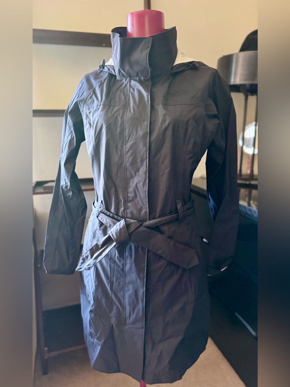 The North Face Women's Black Water-Resistant Trench Coat with Belt